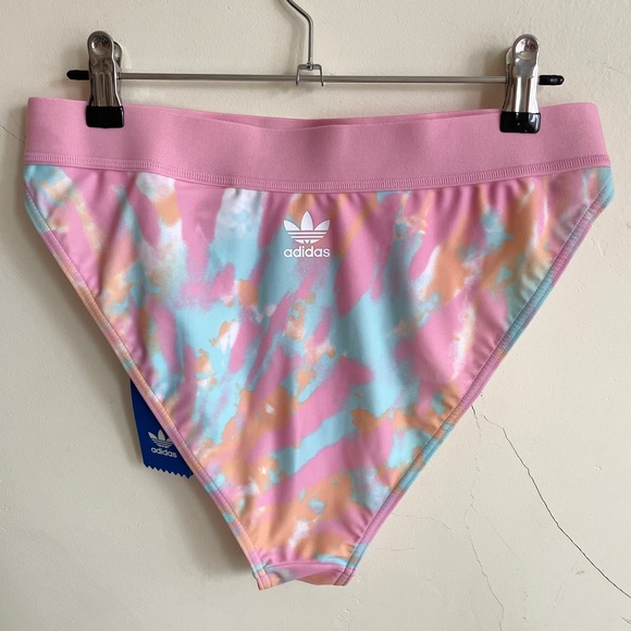 nwt adidas originals pink tie dye high waist high cut swim bottom medium large - Picture 3 of 6